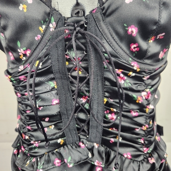 For Love & Lemons X Victoria’s Secret Pansy Flora Mini Corset Dress Black Small - Picture 9 of 16